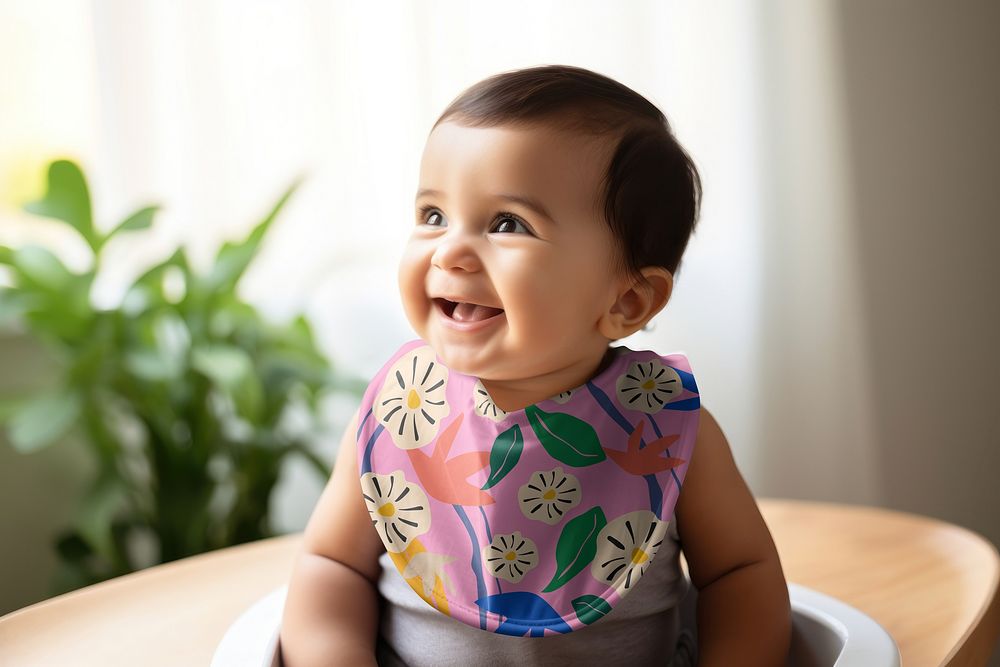 Pink floral baby bib