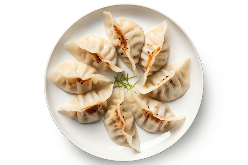 Japanese style dumplings plate food meal. AI generated Image by rawpixel.
