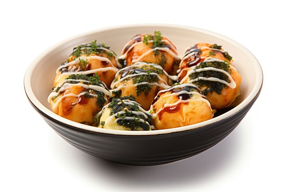 Takoyaki bowl food meal. 