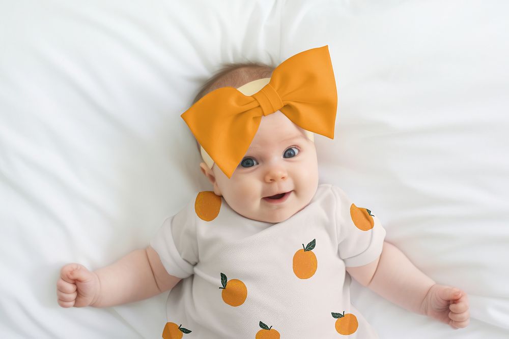 Orange bow headband, baby accessory