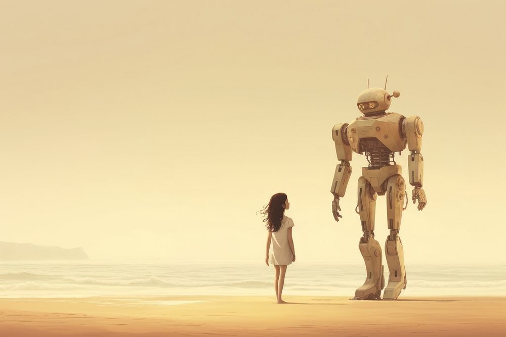 Robot day togetherness sunlight. AI generated Image by rawpixel.
