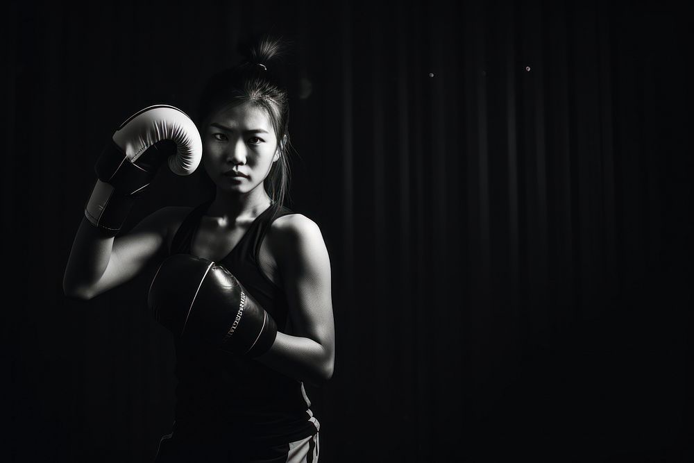 Boxing portrait punching sports. 