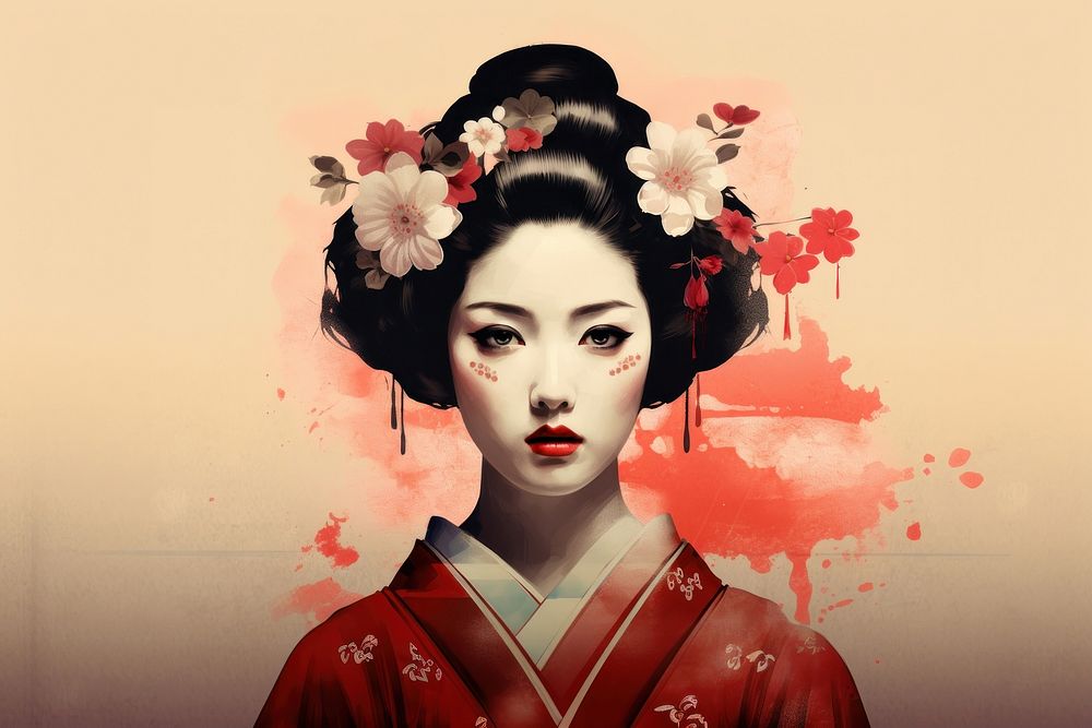 Geisha art portrait fashion. AI generated Image by rawpixel.