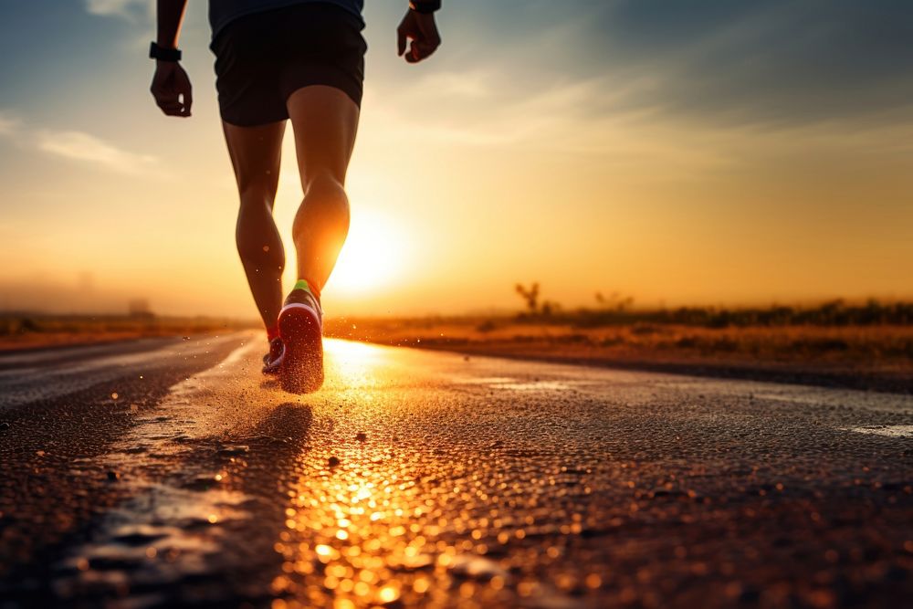 Running jogging athlete road. AI generated Image by rawpixel.