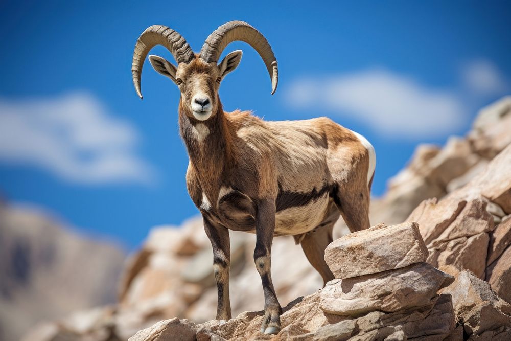 Alpine ibex livestock wildlife animal. AI generated Image by rawpixel.