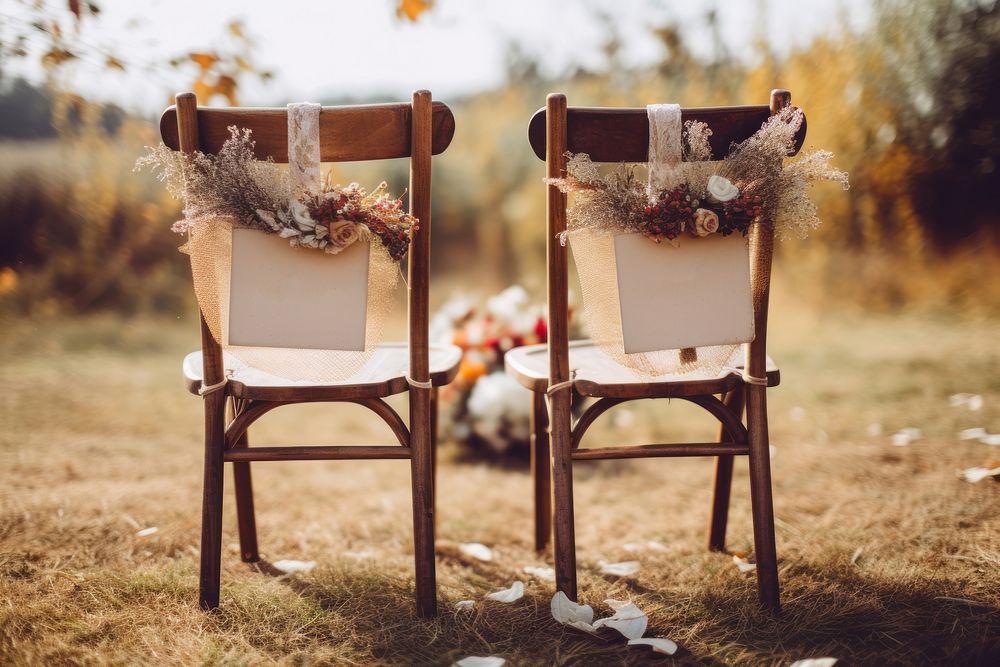 Chair wedding autumn flower. AI generated Image by rawpixel.