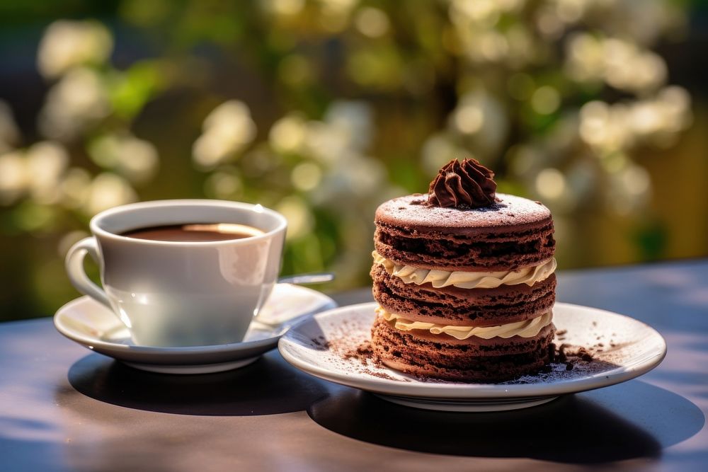 Cake chocolate dessert coffee. AI generated Image by rawpixel.