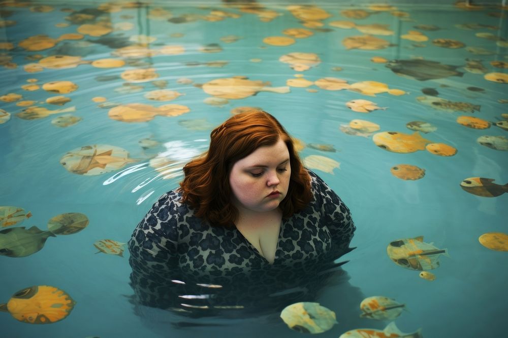 Swimming pool portrait adult women. 