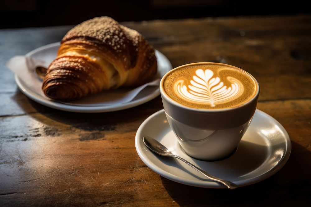 Coffee drink bread food. AI generated Image by rawpixel.