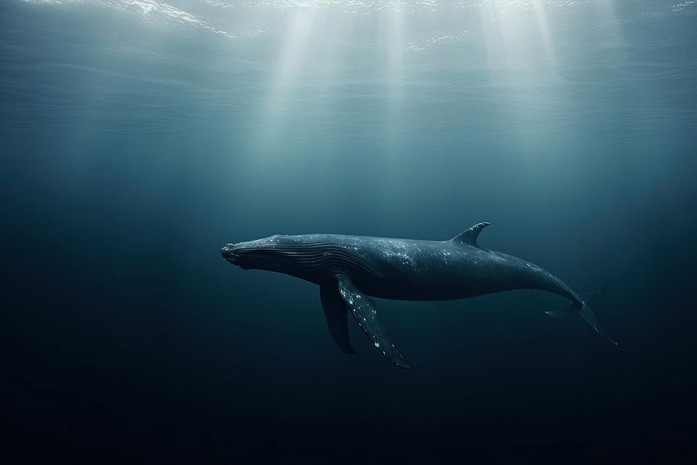 Whale ocean outdoors animal. 