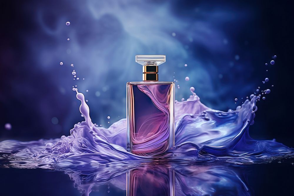 Perfume bottle cosmetics purple. AI generated Image by rawpixel.