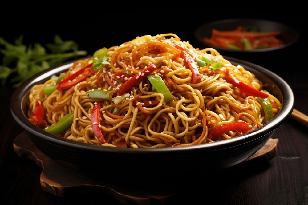 Noodle asian food spaghetti pasta plate. 