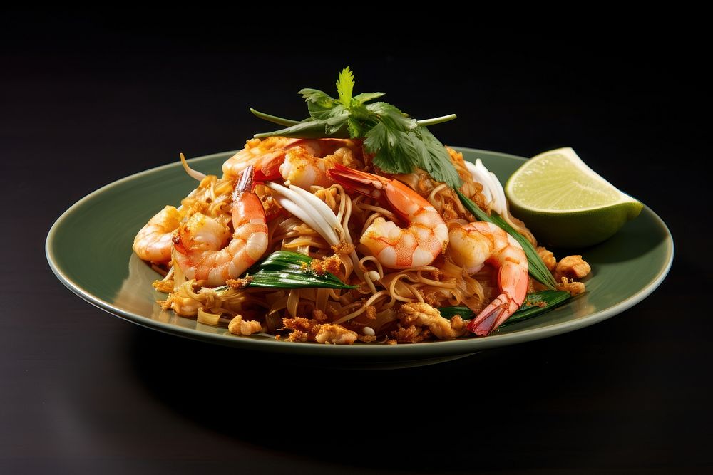 Pad Thai food noodle plate. AI generated Image by rawpixel.