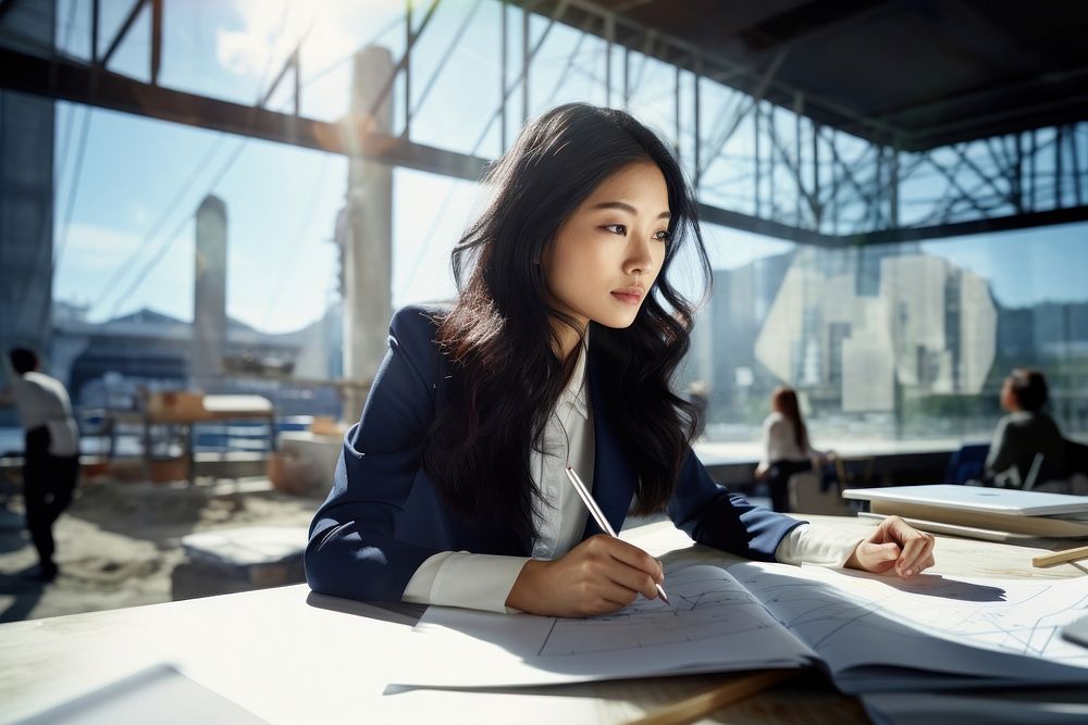 Architect portrait working female. 