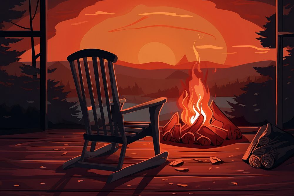 Bonfire fireplace furniture chair. AI | Free Photo Illustration - rawpixel