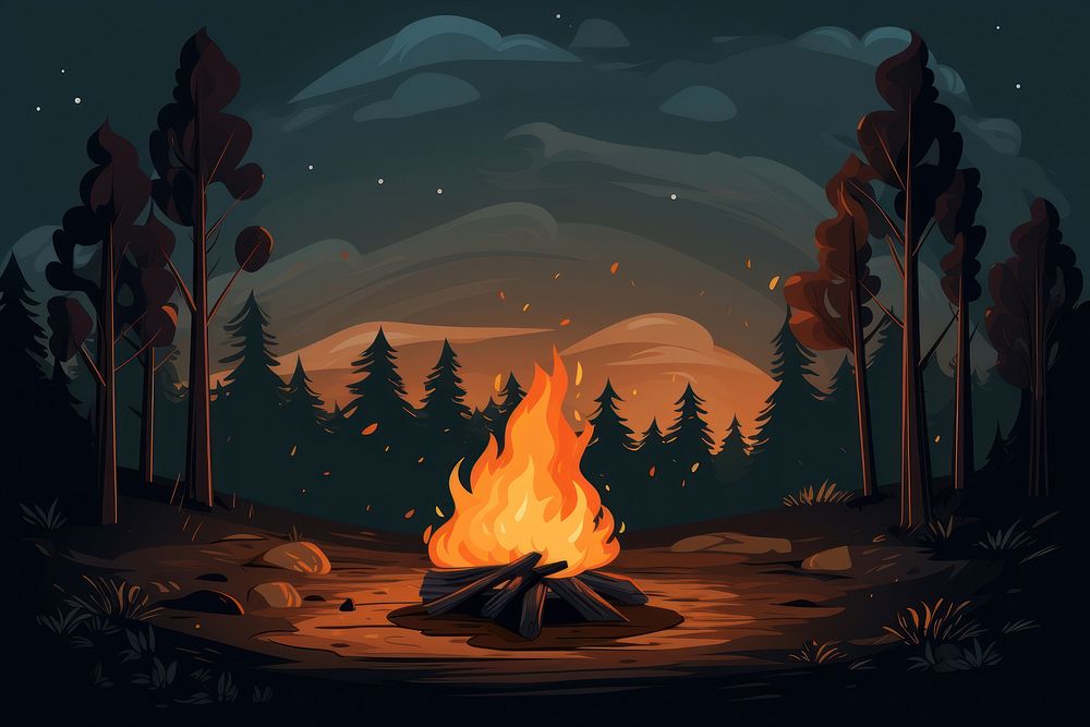 Bonfire outdoors forest tranquility. AI generated Image by rawpixel.