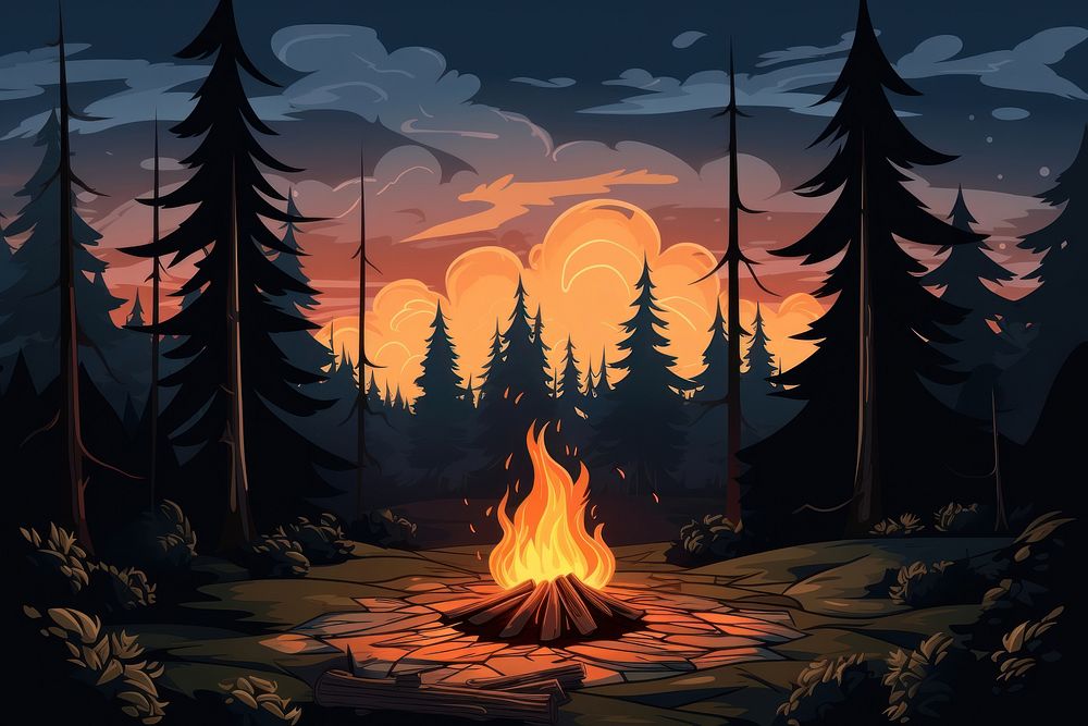Bonfire outdoors forest nature. AI generated Image by rawpixel.