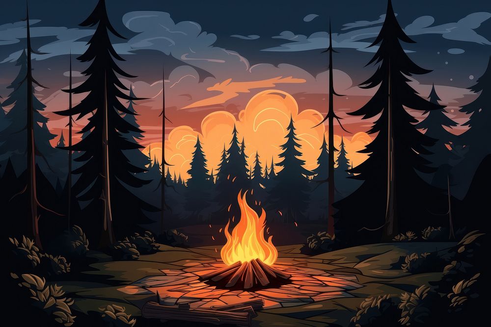 Bonfire outdoors forest nature. 