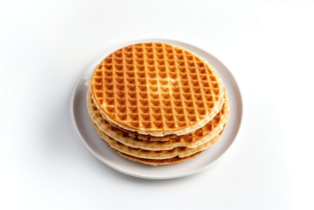 Stroopwafels waffle plate food. AI generated Image by rawpixel.