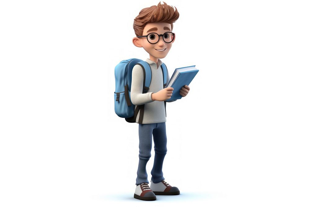 Student backpack white background intelligence. AI generated Image by rawpixel.