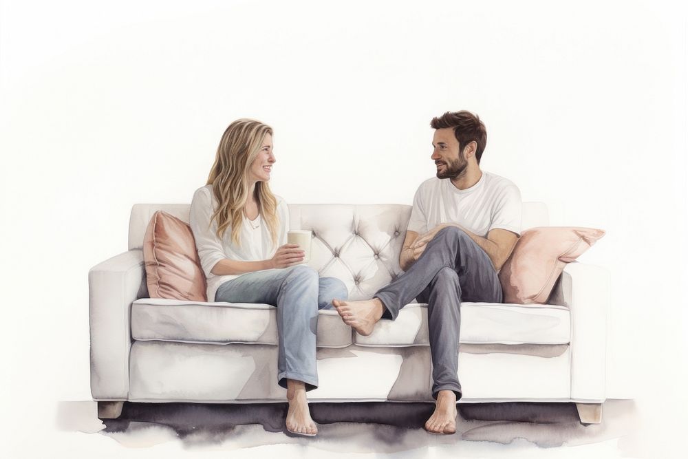 Furniture adult sofa togetherness. AI generated Image by rawpixel.
