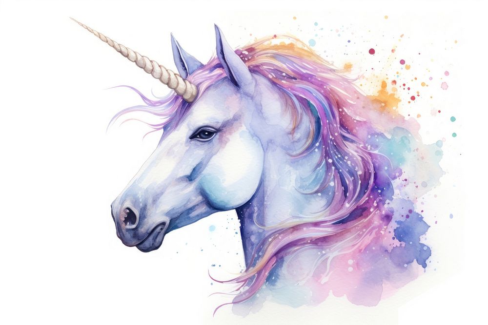 Unicorn drawing animal mammal. AI generated Image by rawpixel.