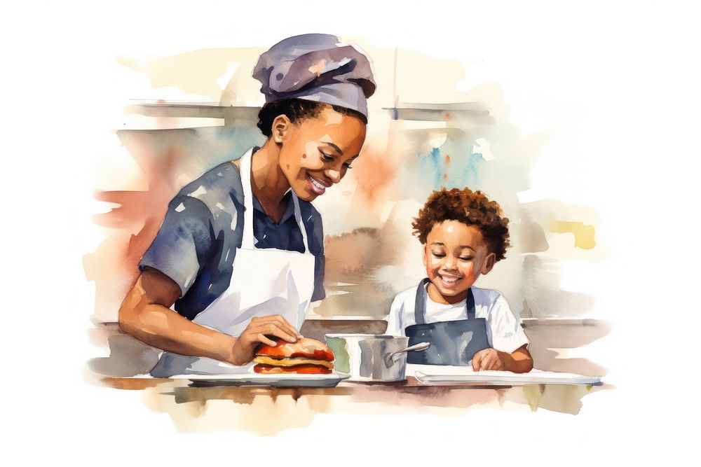 Cooking child food togetherness. AI generated Image by rawpixel.