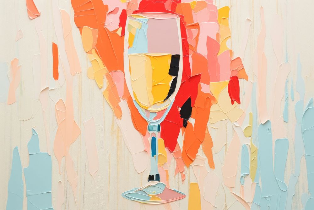 Champagne glass art painting refreshment. AI generated Image by rawpixel.