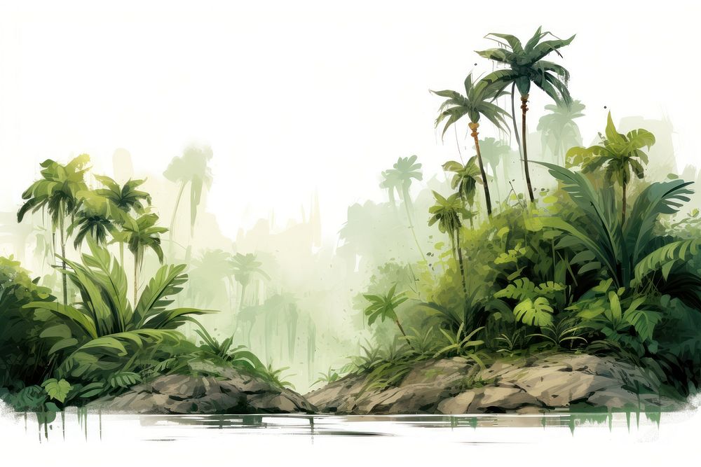 Jungle vegetation outdoors drawing. AI generated Image by rawpixel.
