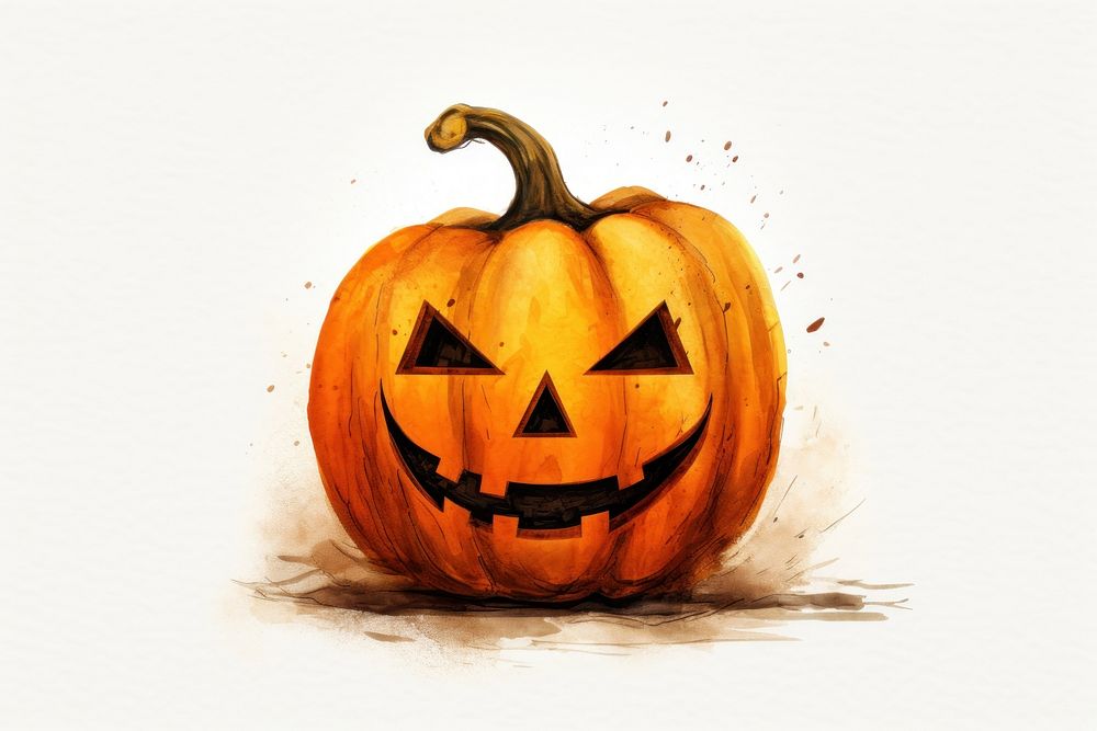 Halloween pumpkin vegetable drawing. AI generated Image by rawpixel.