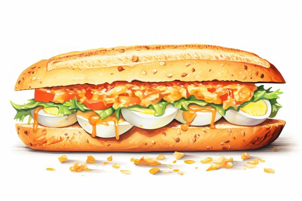 Egg sandwich food meal white background. 