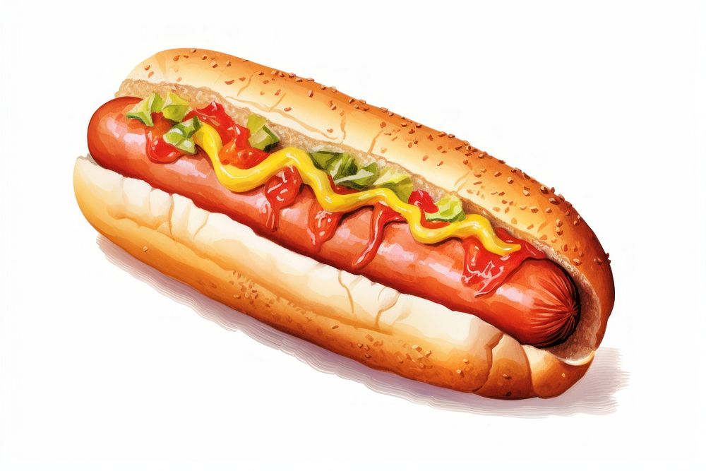 Hot dog ketchup food white background. AI generated Image by rawpixel.