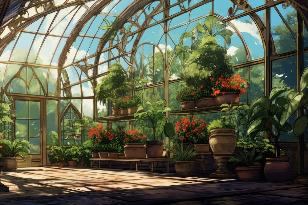 Glasshouse plant greenhouse outdoors. AI generated Image by rawpixel.