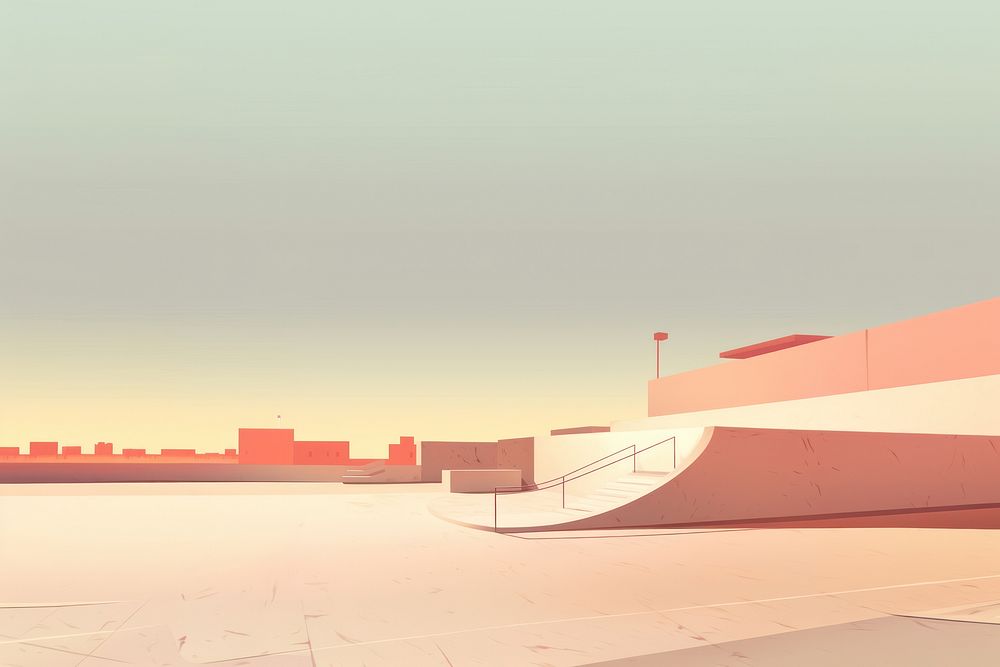 Skateboard park sky architecture sunlight. AI generated Image by rawpixel.
