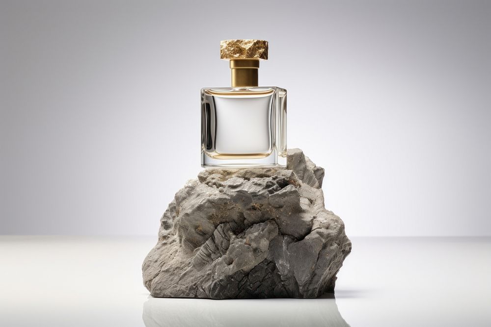 Perfume bottle glass rock. AI generated Image by rawpixel.