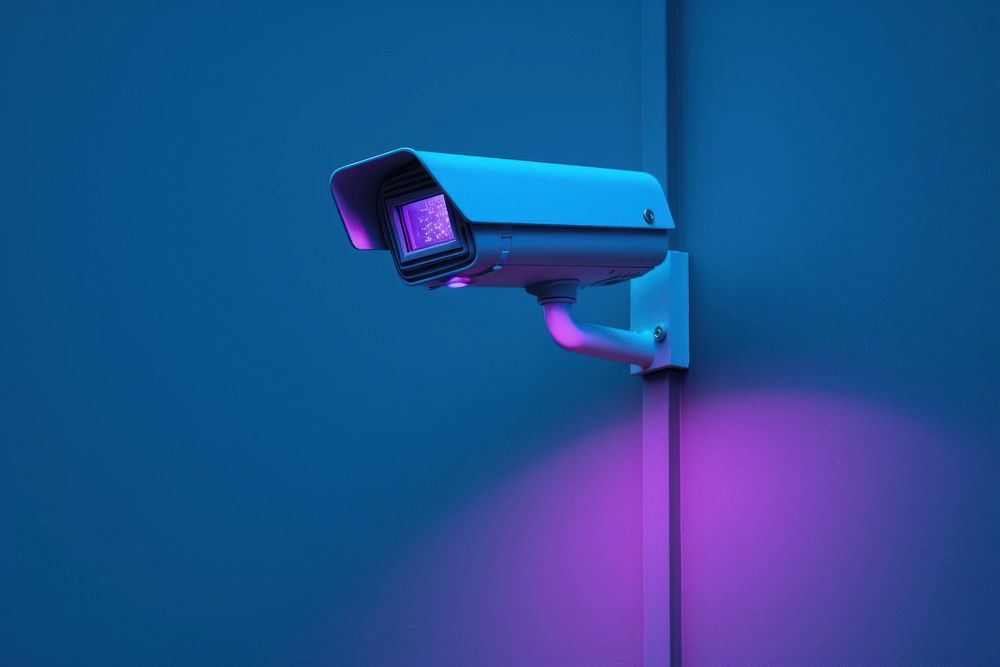 CCTV camera lighting security surveillance technology. AI generated Image by rawpixel.