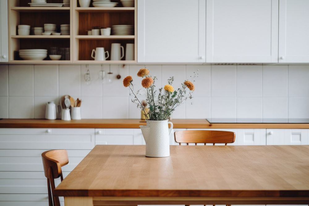 Furniture kitchen table wood. AI generated Image by rawpixel.