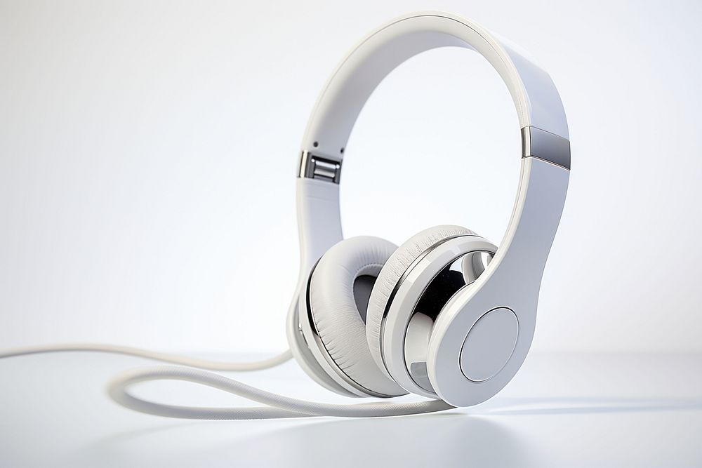 Digital music headphones headset white. AI generated Image by rawpixel.