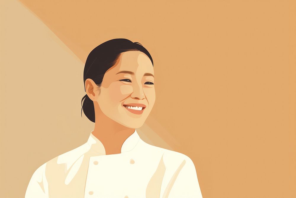 Asian chef woman portrait smiling adult. 