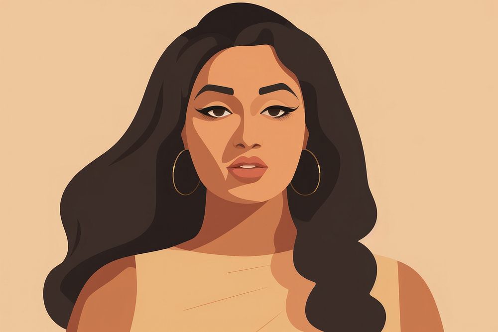 Chubby Indian woman portrait adult face. AI generated Image by rawpixel.