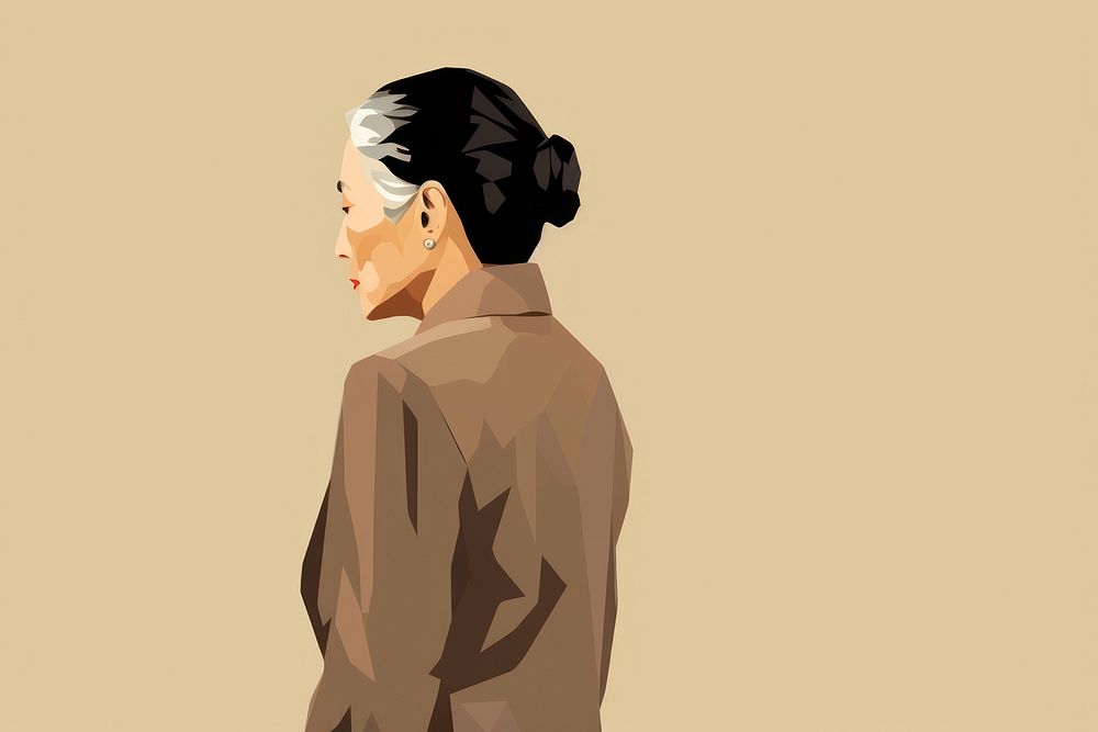 Old asian woman sketch face contemplation. AI generated Image by rawpixel.