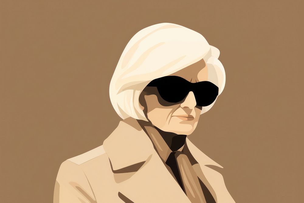 Old woman sunglasses portrait sketch. AI generated Image by rawpixel.