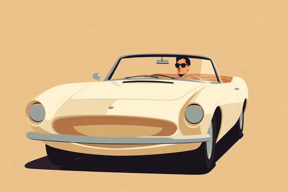 Man driving convertible vehicle glasses car. AI generated Image by rawpixel.
