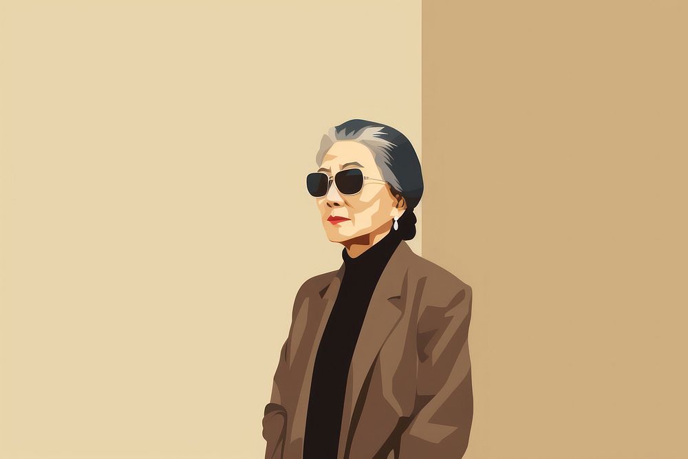 Asian woman glasses cartoon face. AI generated Image by rawpixel.