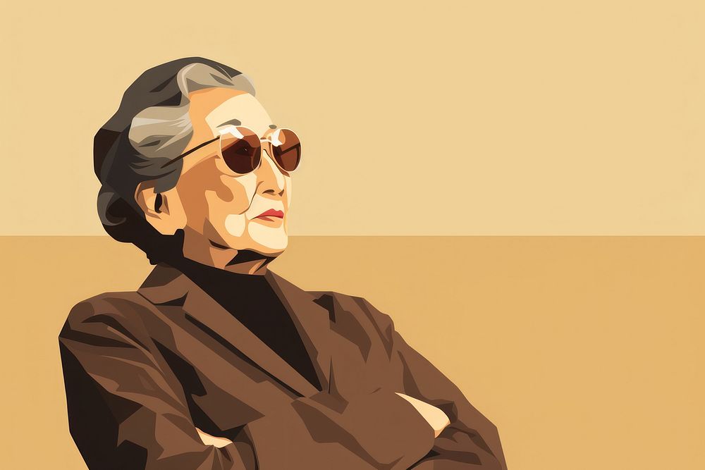 Old asian woman sunglasses portrait adult. 