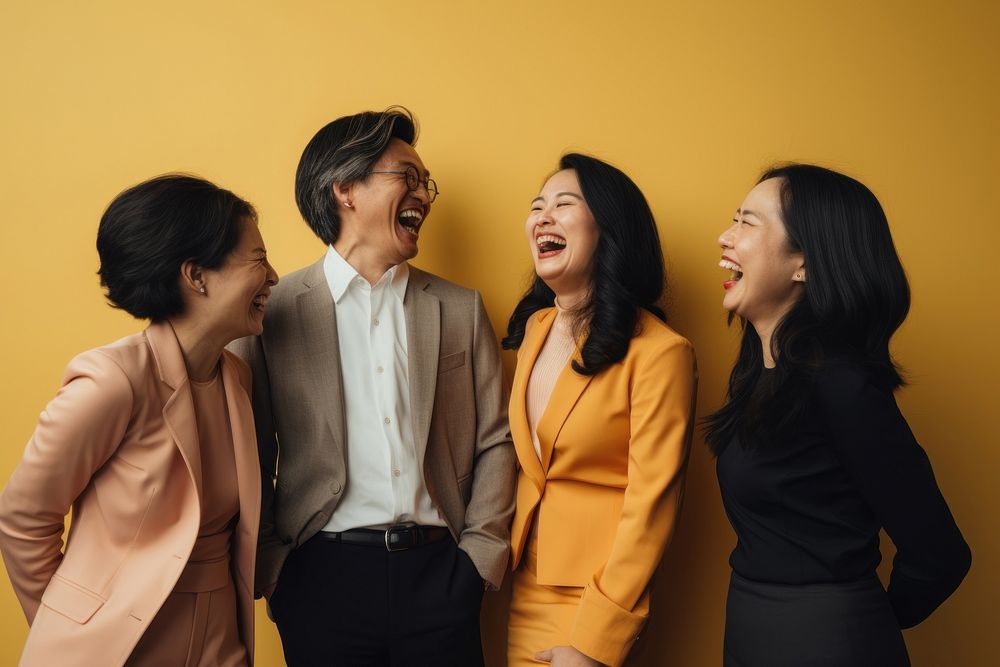 Asian Multiethnic business people group talking tolgether laughing adult togetherness. AI generated Image by rawpixel.