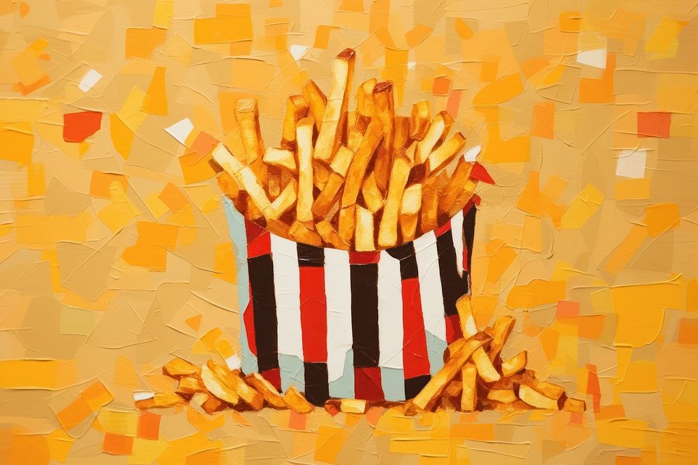 Fries chicken food popcorn striped. AI generated Image by rawpixel.