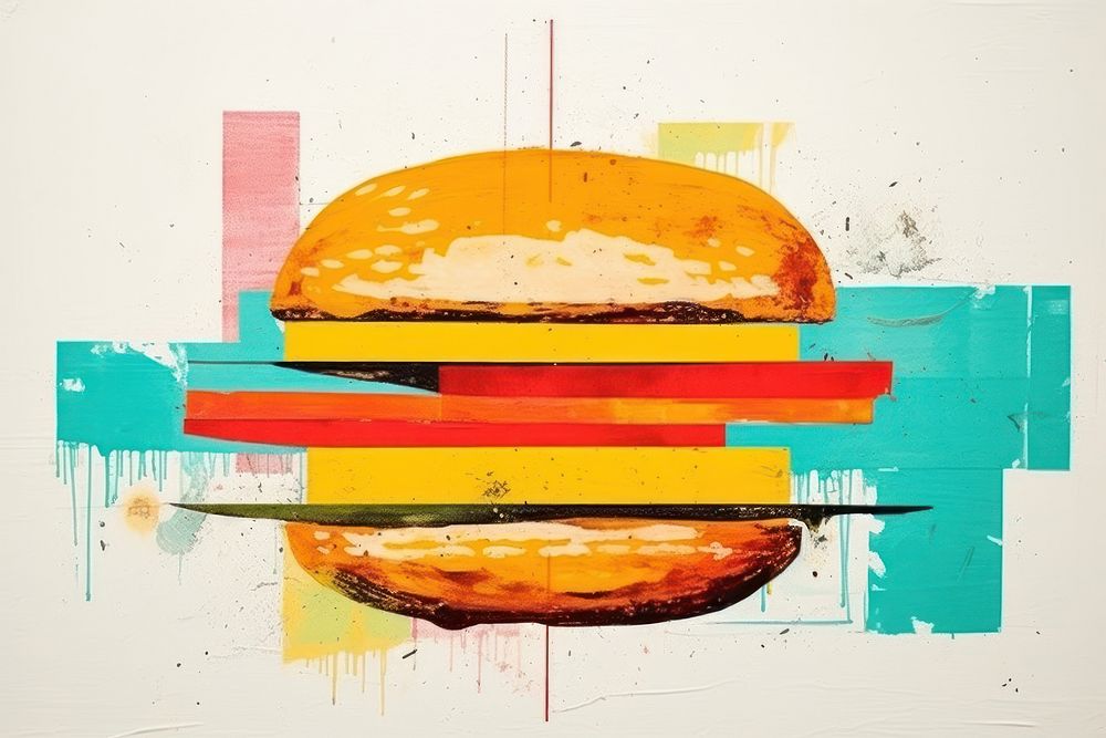 Hamburger art painting food. AI generated Image by rawpixel.