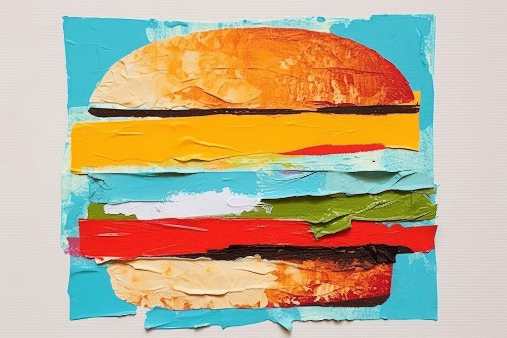 Hamburger art painting food. AI generated Image by rawpixel.