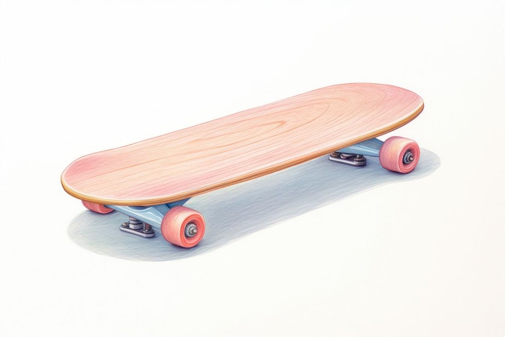 Skateboard white background skateboarding longboard. AI generated Image by rawpixel.